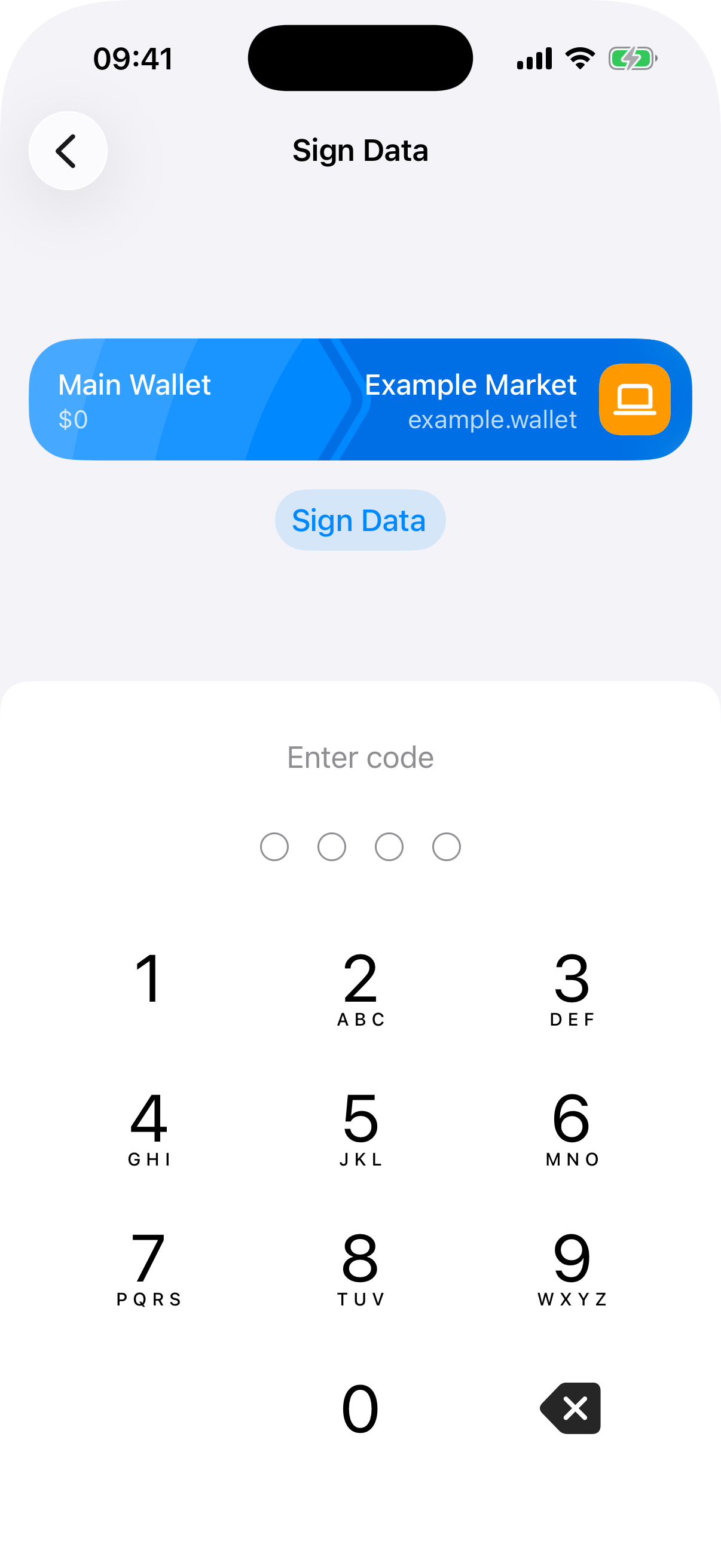 dapp-sign-data passcode